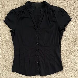Express Black V Neck Button Down Shirt